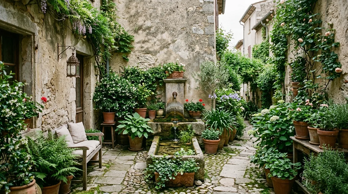 Plant-Lined Courtyard Edge